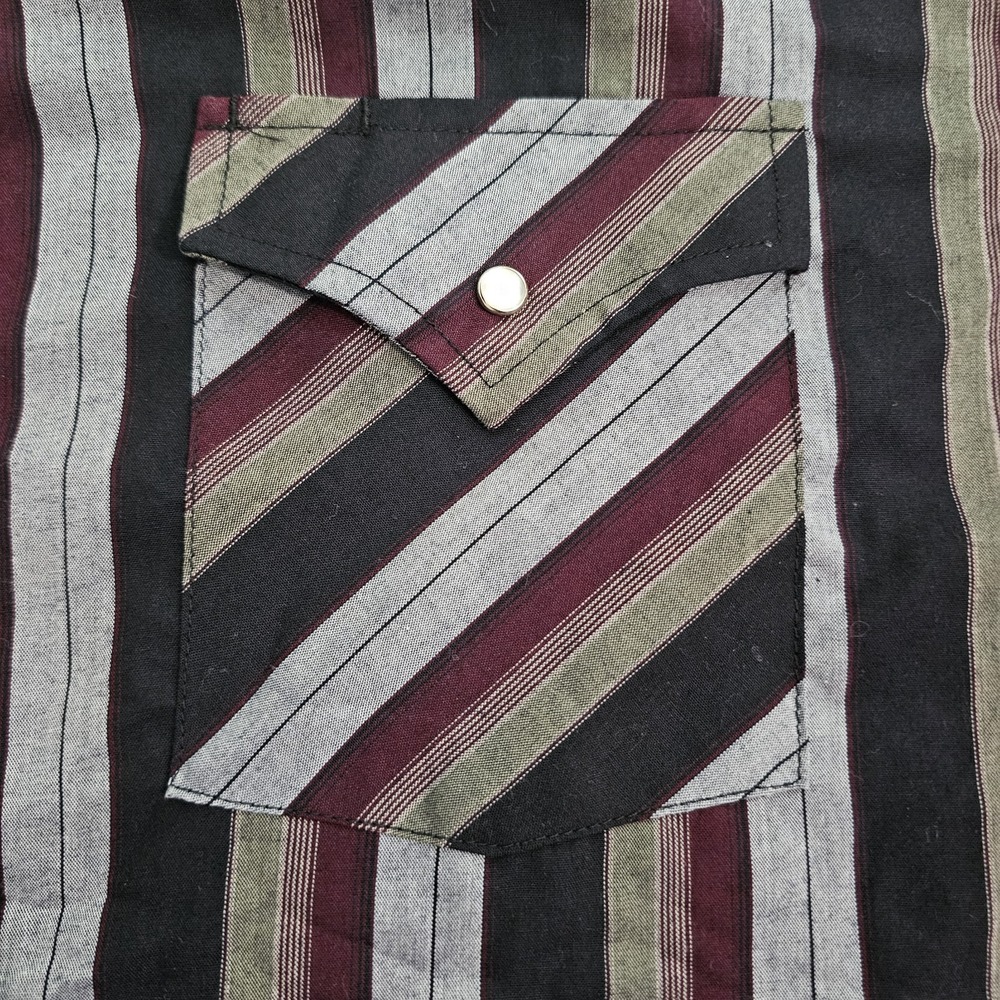 ELY Cattleman‎ Mens X XL 2XL Striped Pearl Snap Long Sleeve Shirt - Picture 7 of 7